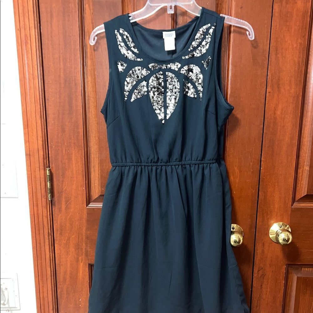 Charming Charlie Navy Dress with Silver Sequin Design